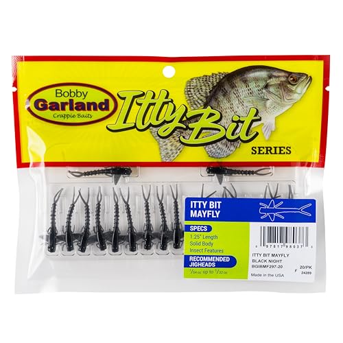 Itty Bit Mayfly Fishing Lures - 1.25 Inch Black Night - 20 Pack
