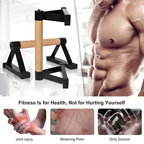 Wood Push Up Bars - Anti-Slip Handstand Parallettes - Black