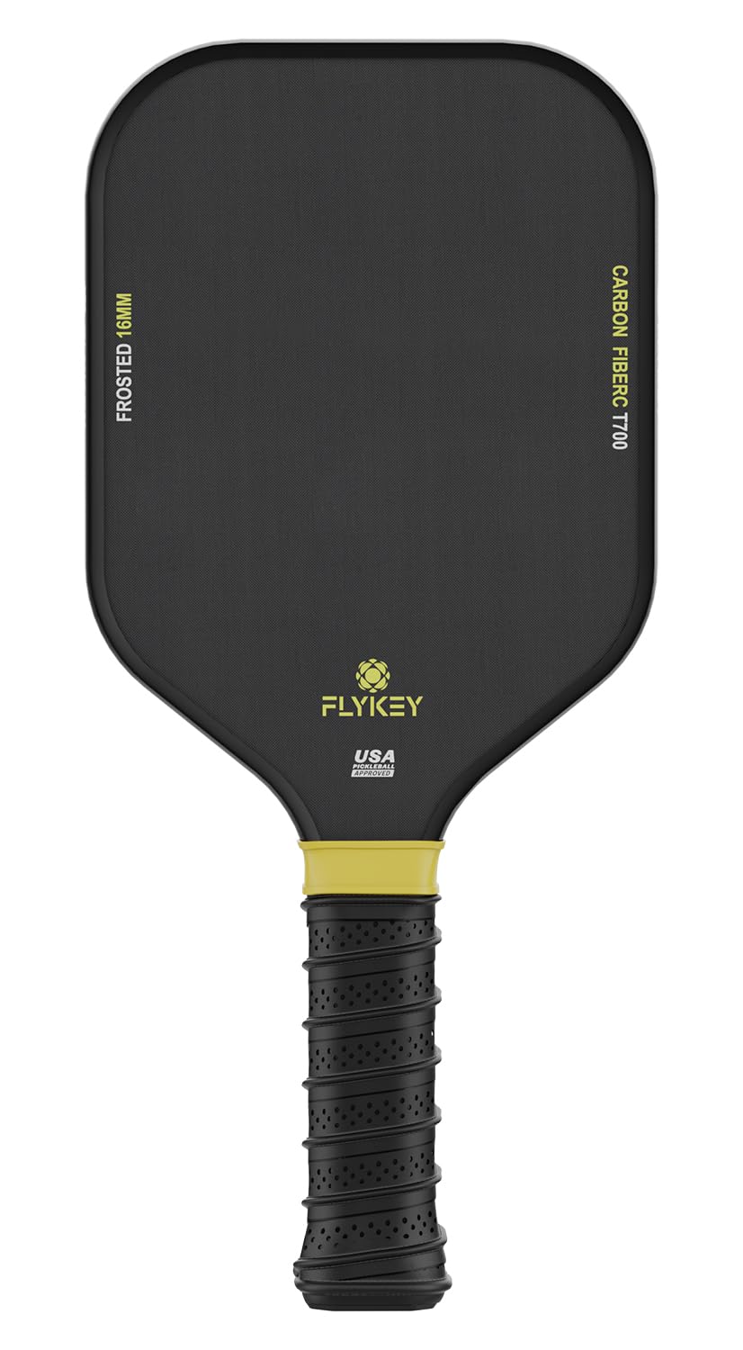 FLYKEY Pickleball Paddles, T700 Carbon Fiber Pickleball Paddle with a 16mm Shark Power Polymer Core, USAPA Approved Pickle Ball Paddle, Strong Spin and Power Surface,Strong Shock Absorption