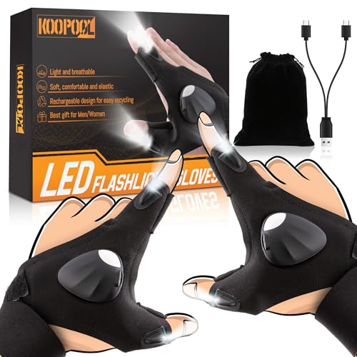 Led Half Finger Glove, Light up Gloves, Christmas Stocking Stuffers for Hunters Men Who Have Everything