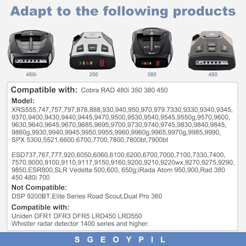 Power Cord for Cobra RAD 350/380/450/480i Radar Detectors - 9.84 FT