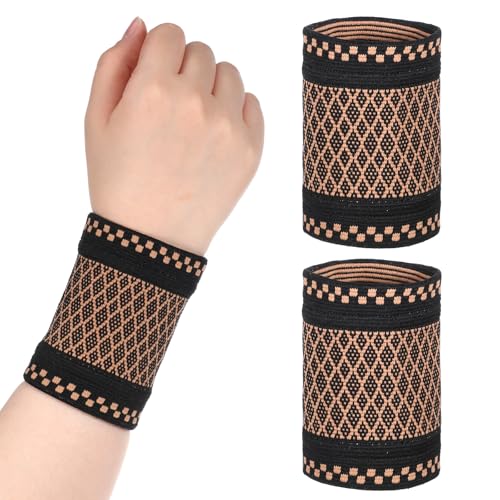 Copper Wrist Compression Brace - 2 Pcs Breathable Support Sleeves