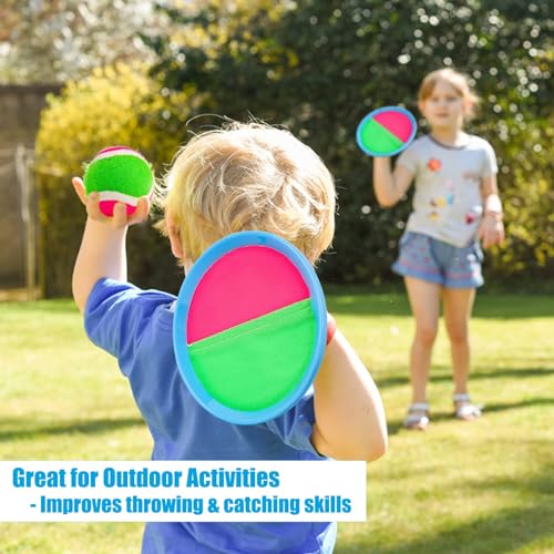 Toss and Catch Ball Set - 4 Paddles & 4 Balls - Blue