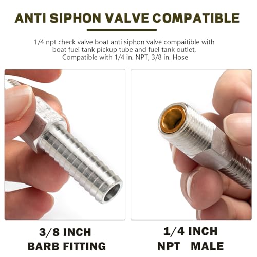 Marine Anti Siphon Valve - Aluminum, 1/4" NPT, 3/8" Hose, 2 PCS