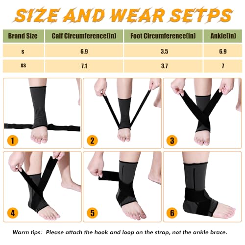 Kids Ankle Brace Compression Support - Black, X-Small