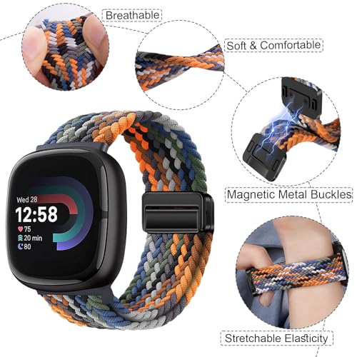 Braided Magnetic Bands for Fitbit Versa 4/3 & Sense 2/1 - Black