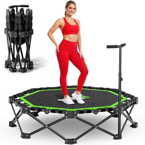 48" Foldable Mini Trampoline with Adjustable T-Bar - 550lb Capacity