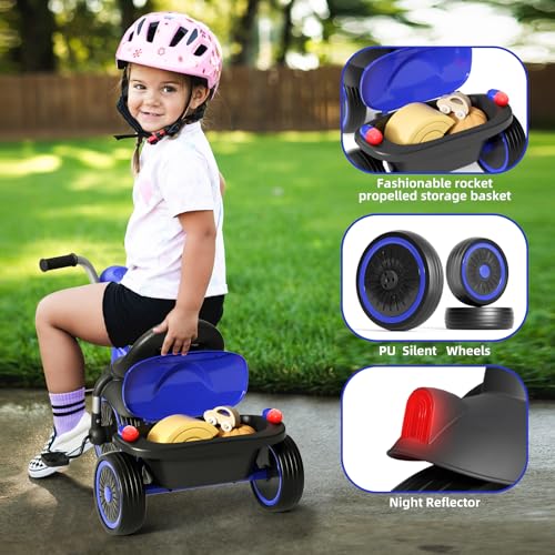 XJD Foldable Toddler Tricycle Bicycle for 1-5 Years Blue, Adjustable Seat