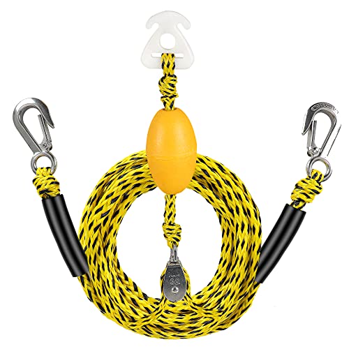 Heavy Duty Boat Tow Harness with D Rings - Yellow Black, 18 Feet