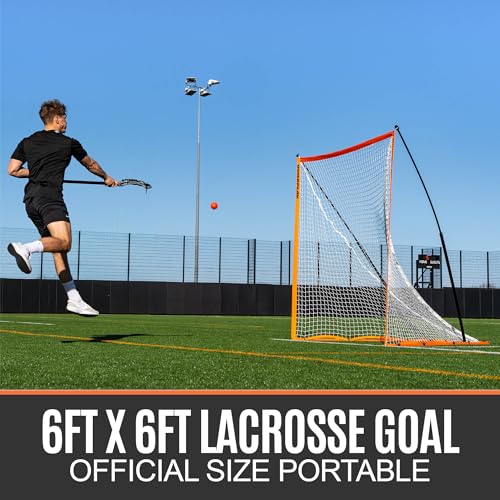 Portable 6x6 Lacrosse Goal with 8-Ply Weatherproof Net