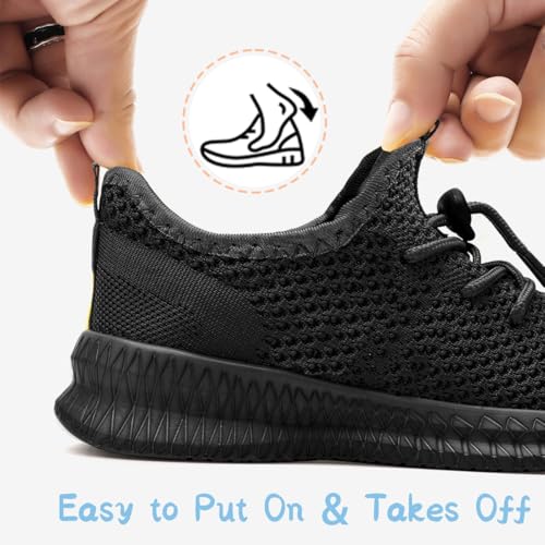 CDLHHM Kids Running Shoes for Boys and Girls - Black, Size 3 Big Kid, Lightweight Mesh Sneakers with Non-Slip Sole, Breathable Athletic Shoes