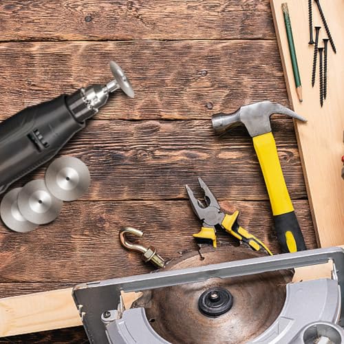 5 Pieces 60mm Glass Cutting Disc Diamond Cutting Disc Cut Off Wheels with 5Pcs Mandrel 1/8'' Shank Stone Blade for Polishing Tiles Marble Plastic Jade Rotary Tool Drill Attachment 2.36 Inch