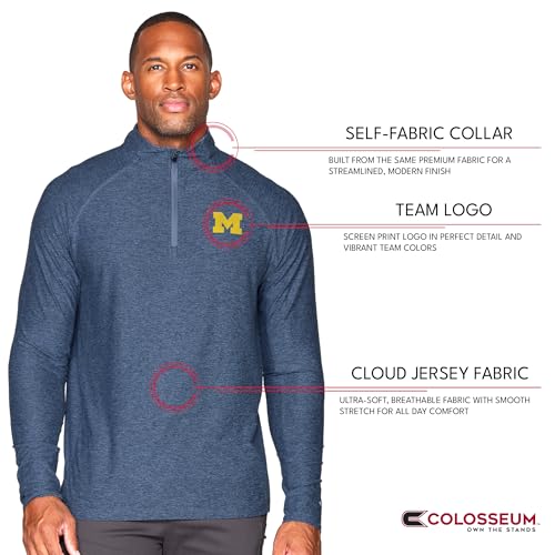 Michigan Wolverines Men's Collegiate Vapor 1/4 Zip Shirt - Navy Large