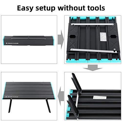 ROCK CLOUD Small Black Aluminum Folding Beach Table Portable Camping Table Ultralight