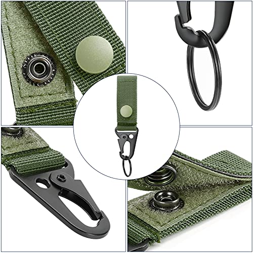 Tactical Molle Key Ring - Nylon Belt Keychain Clip - Army Green (Pack of 2)