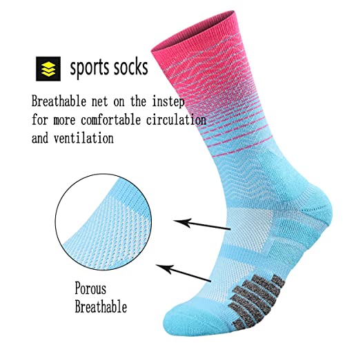 Breathable Athletic Crew Socks - Cushioned Compression, 4 Pairs, Size 6-12