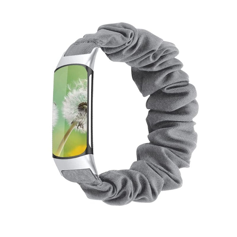 GTHY Scrunchie bands Compatible with Fitbit Charge 5 Band,For Women,Replacement Strap,Large Small,Elastic Fabric Pattern Wristbands Soft Cloth watch band For Charge 5 (6Color, Small)