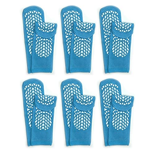 GBM Secure Step Blue Medium Non Slip Safety Socks 6 Pairs - Double-Sided Tread