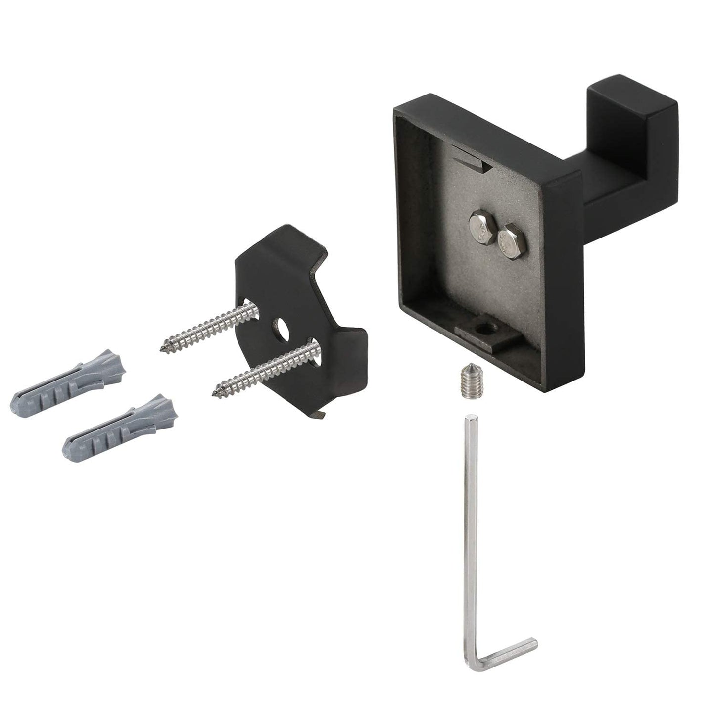 PAHSFS Bath Towel Hooks Matte Black - 2 Pack SUS304 Stainless Steel Bathroom Towel Hook - Modern Square Style Wall Mounted - Heavy Duty Wall Hook for Bathroom & Kitchen