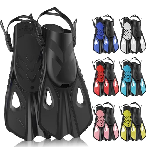 Adjustable Snorkel Fins for Adults - Travel Size L/XL (US Men 9-13/Women 10-14)