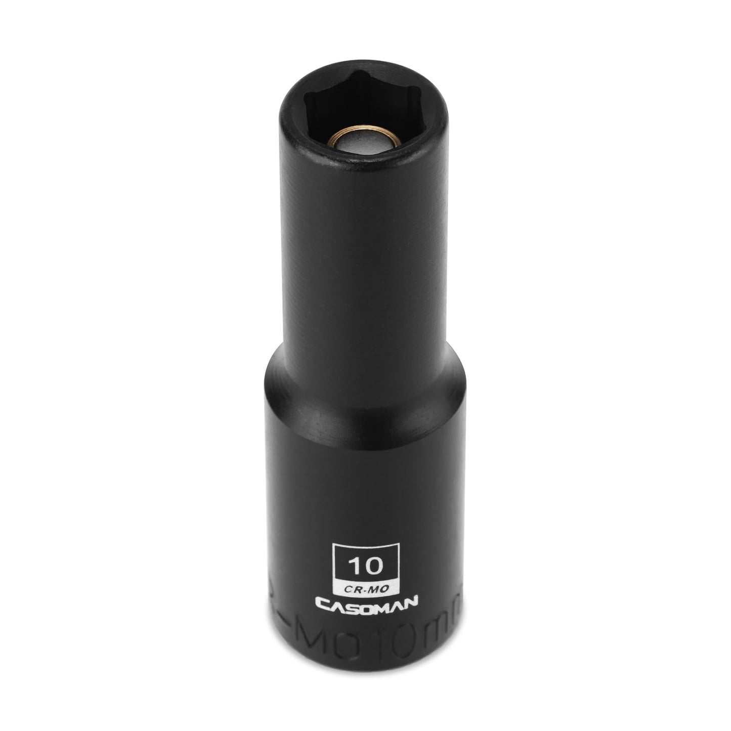 CASOMAN 3/8" Drive 10mm Deep Magnetic Impact Socket, Metric, 6-Point, CR-MO with Black Phosphate Finish