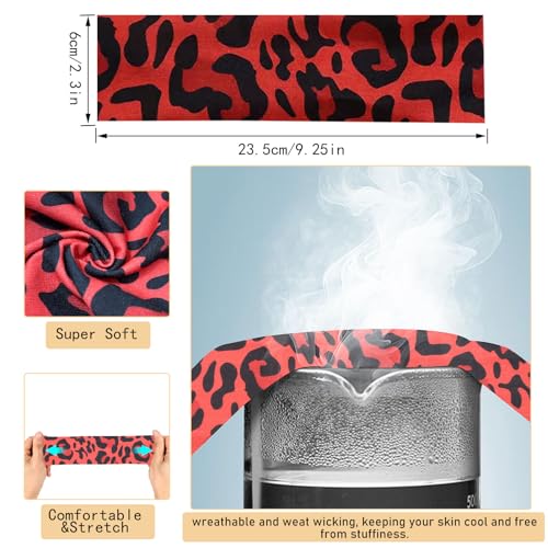 Leopard Print Headbands - 7 Pack Non-Slip Soft Cotton Hair Bands