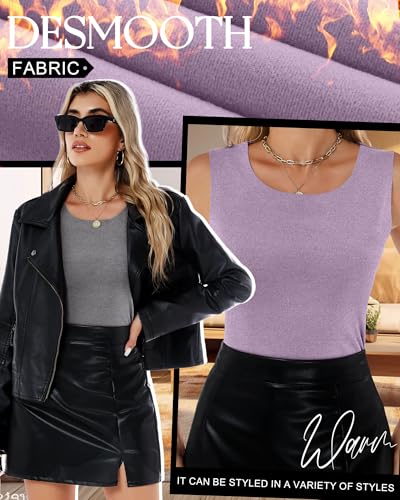 4 Pcs Women's Thermal Tank Tops - Black, Gray, Taro Purple, Bean Green - Small