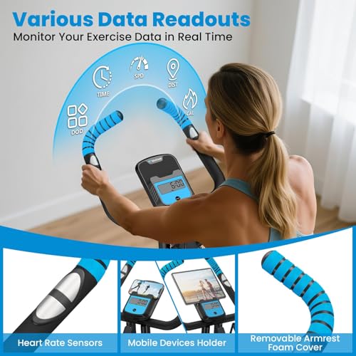 Foldable Exercise Bike with 8-Level Magnetic Resistance - Blue