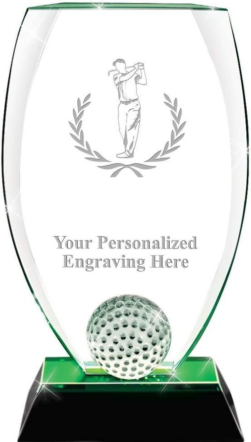 Crown Awards Crystal Golf Trophy - 9.5" Personalized Male Award with Engraving Included