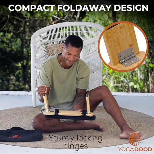 Folding Bamboo Meditation Bench with Velvet Cushion & Carry Bag