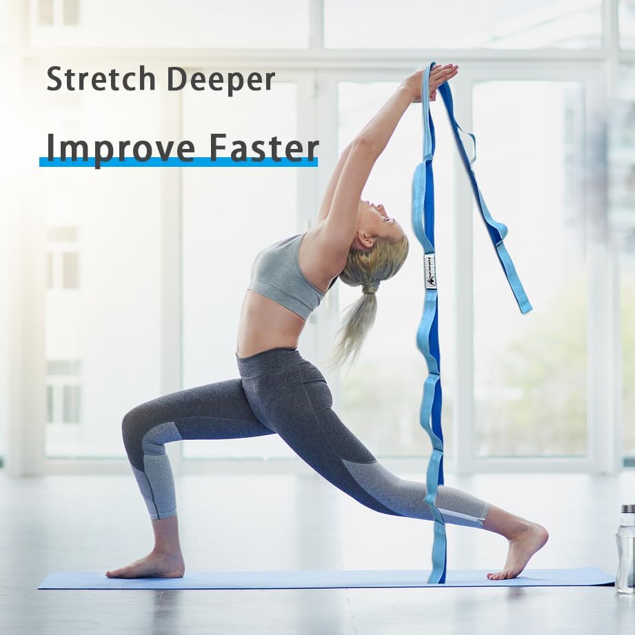 Skiennix Stretching Strap - Non-Elastic Yoga Strap with Loops for Physical Therapy | Includes Workout Guide