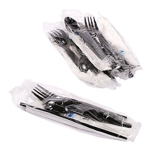 AmerCare 6-Piece Disposable Meal Kit with Napkins, Salt & Pepper Packets, Fork, Knife, Teaspoon