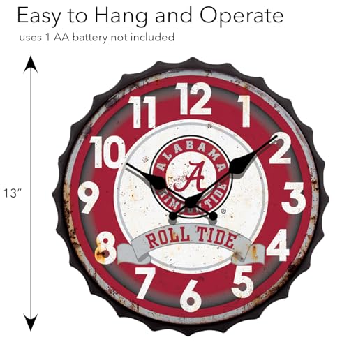 Vintage Bottle Cap Clock - University of Alabama - 13" Dia