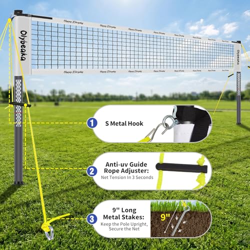 32FT Portable Outdoor Volleyball Net Set - Adjustable Height, Carry Bag