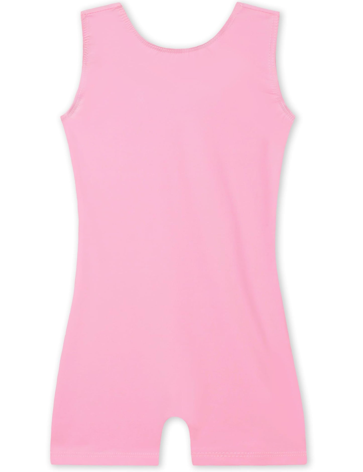 Nokecina Gymnastics Leotards for Girls Size 7-8 Years Old One-Piece Solid Pink Unitards with Shorts