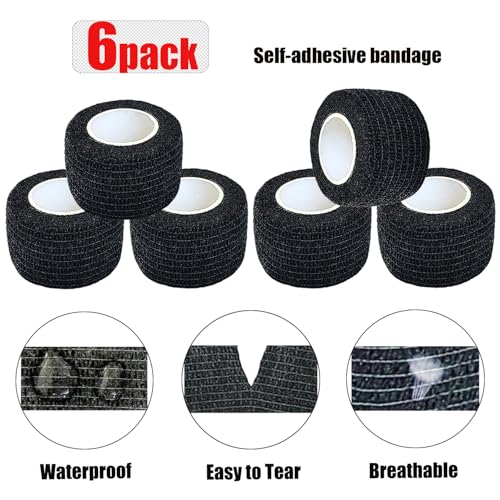 6 Pack Self-Adhesive Bandage Wrap - 1-inch x 5-Yard Breathable Athletic Tape