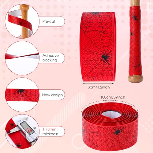 Spider Ink Splatter Skull Baseball Bat Grip Tape - Pink/White, 1.75mm Cushioning