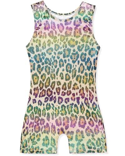 Gymnastics Leotard for Girls - Shiny Toddler Biketard 2-3T Leopard