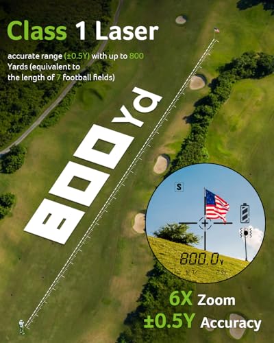 Golf Rangefinder with Slope, 800 Yards, 6X Magnification, Vibration Alert
