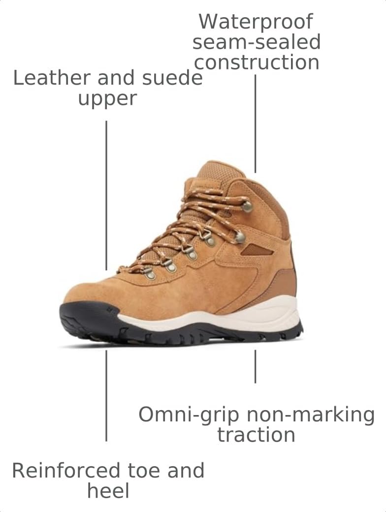 Columbia Womens Newton Ridge Plus Waterproof Amped, Elk/Dark Stone, 7 Wide