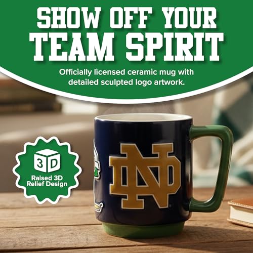 Notre Dame Fighting Irish 3D Sculpted Relief Mug - 16 oz NCAA Ceramic Coffee Cup