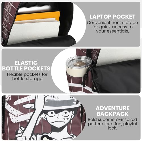 One Piece Luffy Character Art Brown Backpack with Laptop Sleeve