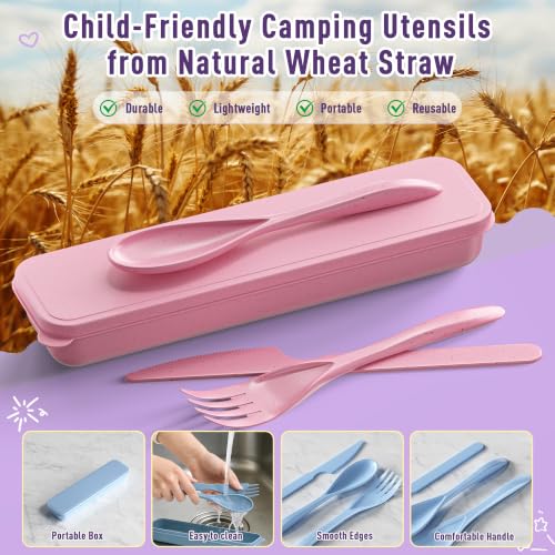 Travel Utensils Set - 6 Multicolor Sets with Case