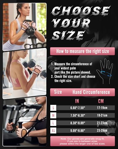 Breathable Workout Gloves - Antislip Weight Lifting Gloves, Pink Backless, Medium