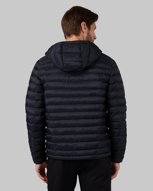 32 Degrees Heat Men’s Lightweight Packable Hooded Jacket – Water Resistant Travel Puffer, Black, X-Large