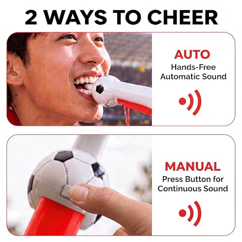 Electric Vuvuzela Cheer Horn - Loud Battery-Powered, Red