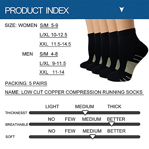 Iseasoo Copper Ankle Compression Socks for Men & Women 5 Pairs