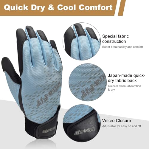 Pickleball Racquetball Gloves - Extra Grip, Quick-Dry, Blue Small Right Hand