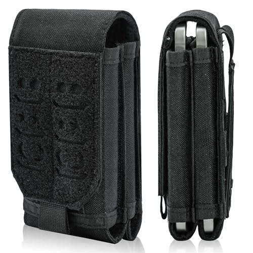 VIIDOO Black Dual Phone Pouch Tactical MOLLE Phone Case for 4-6.7" Screens