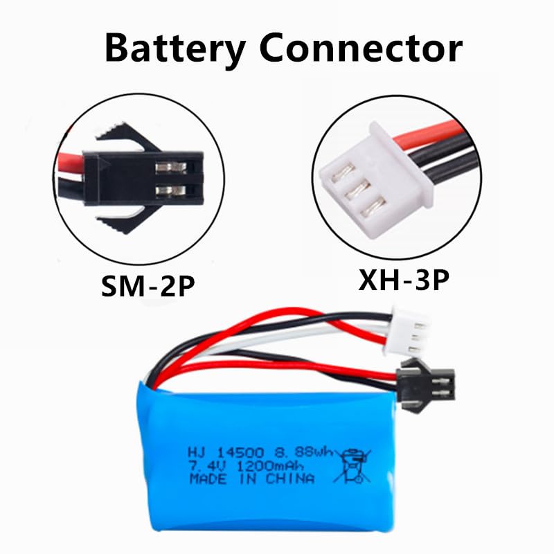 7.4V 1200mAh Li-ion Battery with USB Charging Cable - SM2P Plug